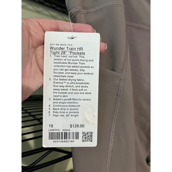 Lululemon Wunder Train High-Rise Tight With Pockets 28" Warm Ash Grey Size 18 - Picture 4 of 6